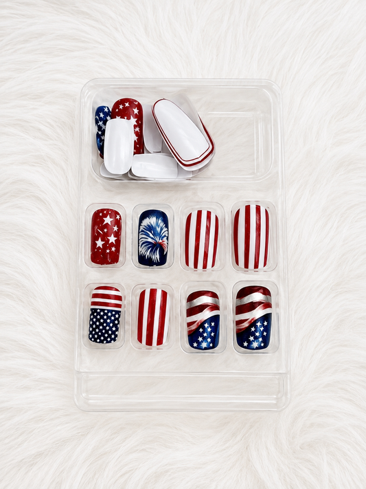 4th of July press  on nails